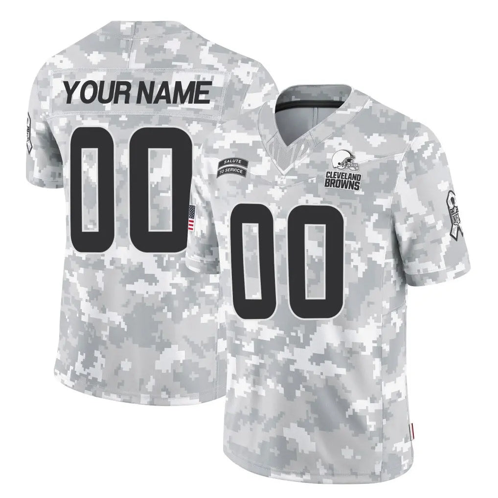 Custom C.Browns Arctic Camo Salute to Service Limited Home Game Any Name & Numbers CAdoa Stitched Jerseys