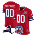 Custom NY.Giants Red 100th Season & State Patch Vapor Limited Home Game Any Name & Numbers CAdoa Stitched Jerseys