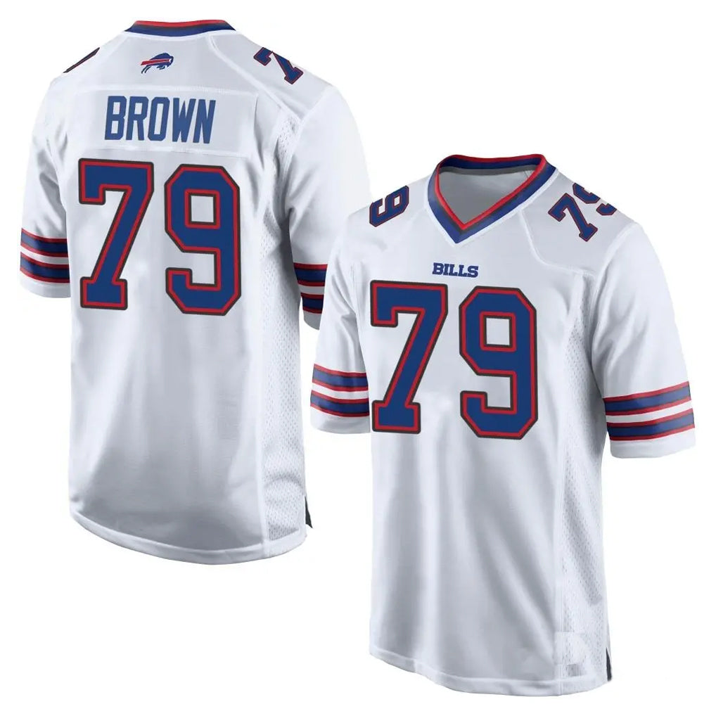 B.Bills #79 Spencer Brown Player White Home Game CAdoa Stitched Jerseys
