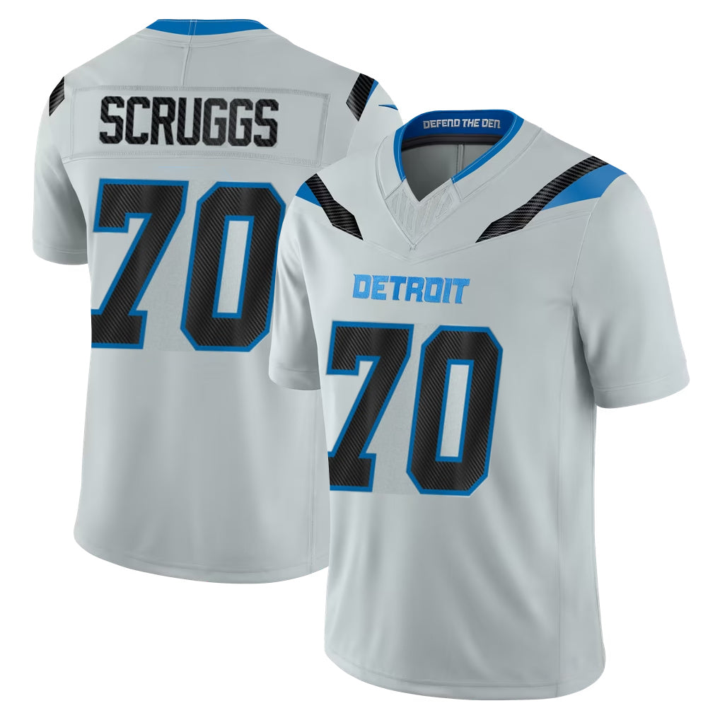 D.Lions #70 Juice Scruggs Player Silver Limited 2026 Rivalries Collection Home Game CAdoa Stitched Jerseys