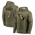 A.Cardinals #7 Jacoby Brissett Player Olive Salute to Service Pullover Hoodie Home Game CAdoa Stitched Jerseys