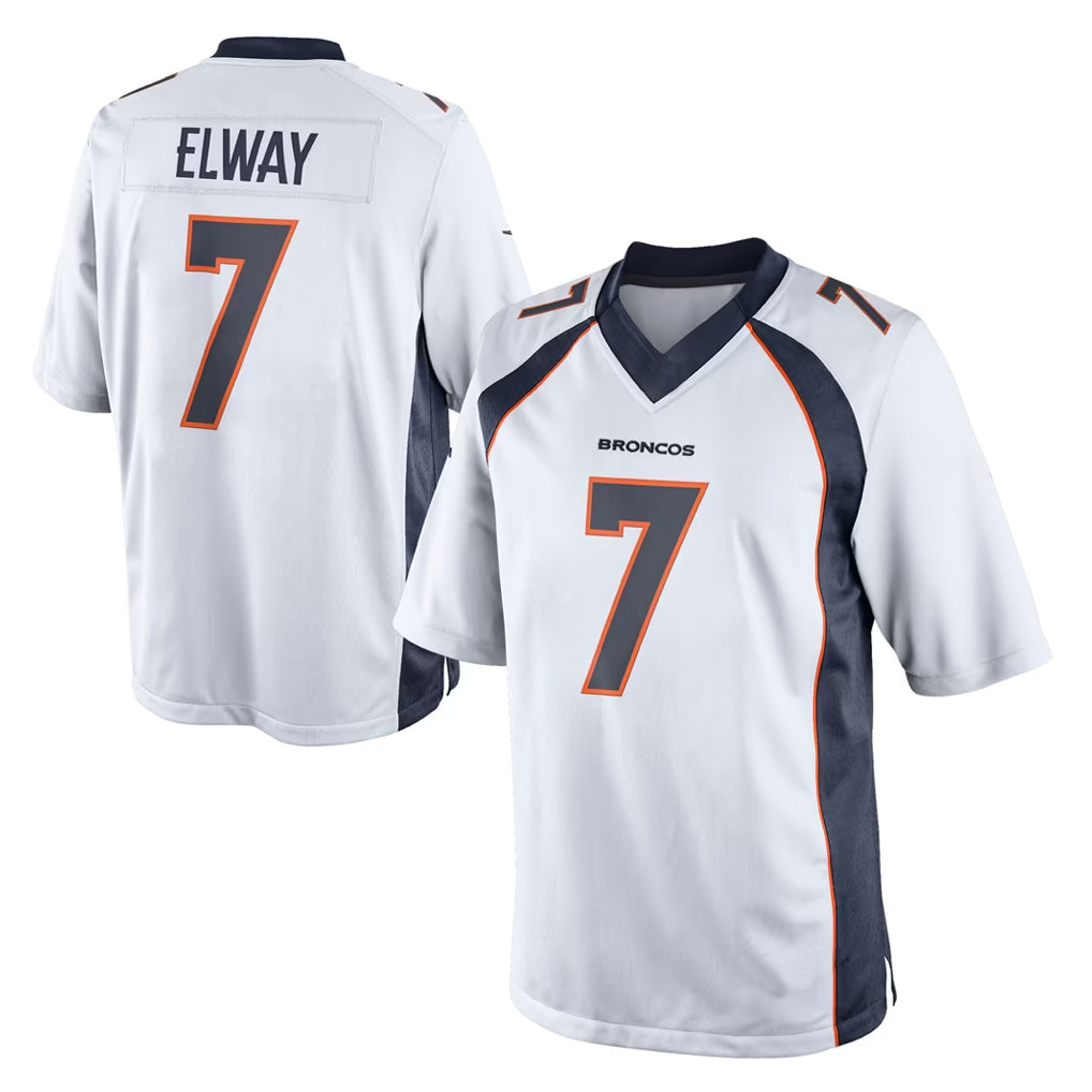 D.Broncos #7 John Elway Player White Game CAdoa Stitched Jerseys