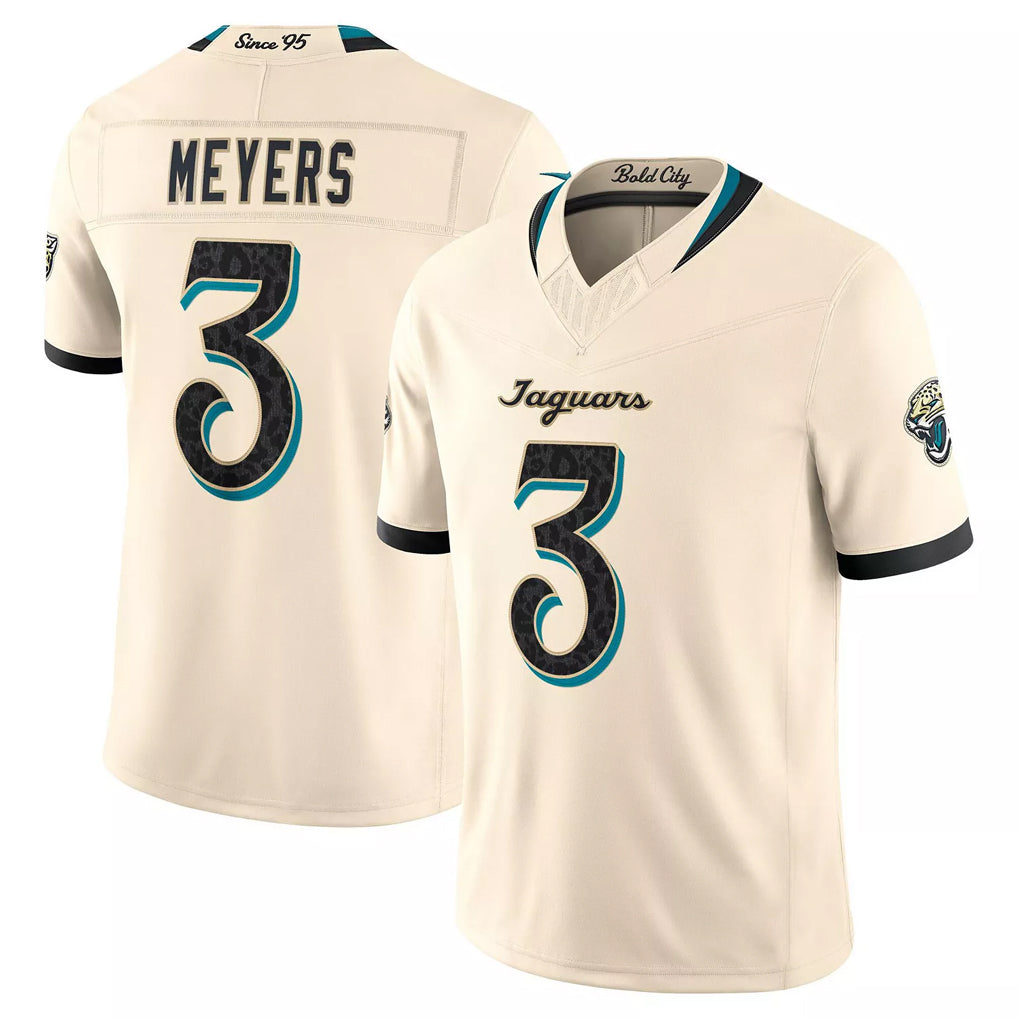 J.Jaguars #3 Jakobi Meyers Player Natural Limited 2026 Rivalries Collection Game CAdoa Stitched Jerseys