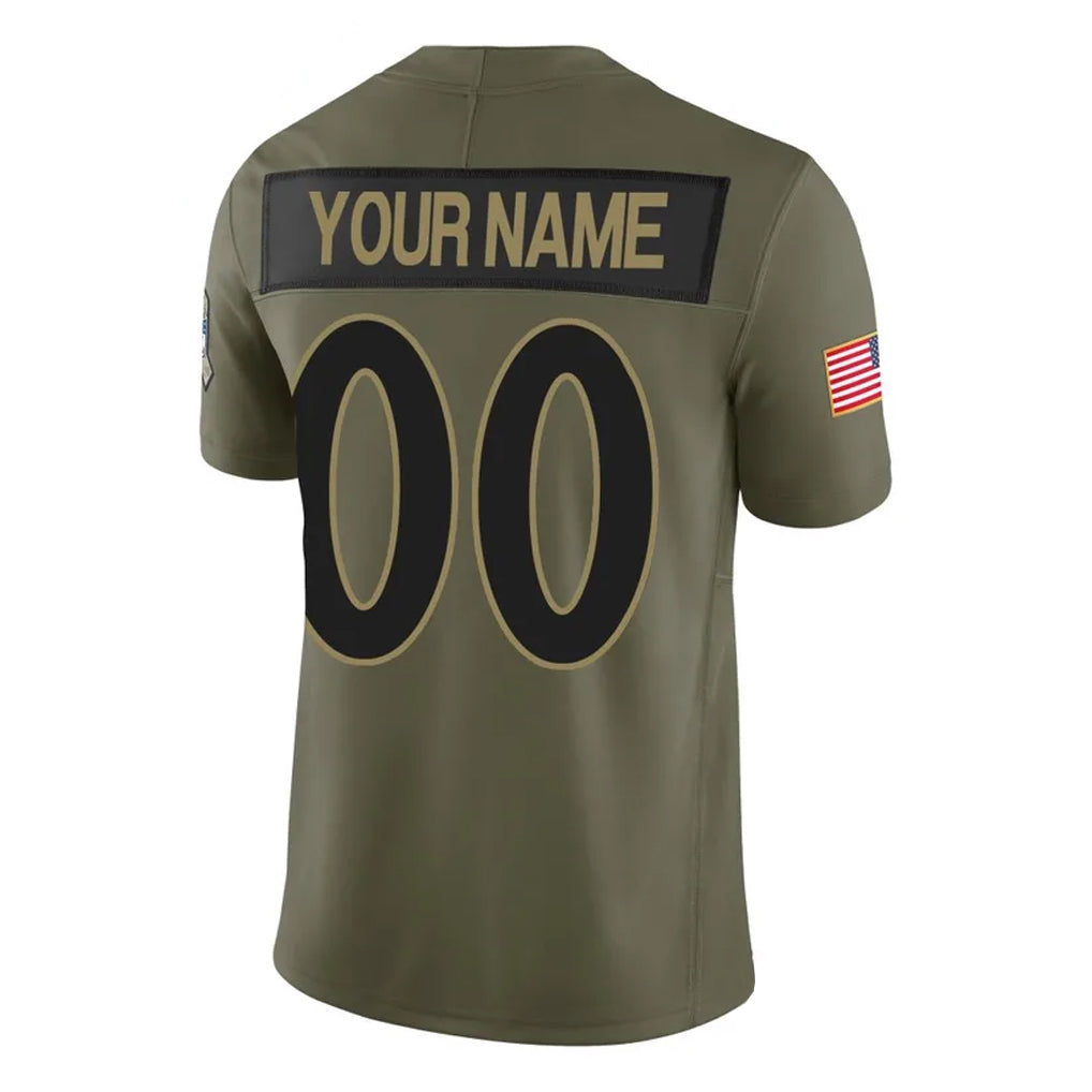 Custom B.Ravens Olive Salute To Service Limited Home Game Any Name & Numbers CAdoa Stitched Jerseys