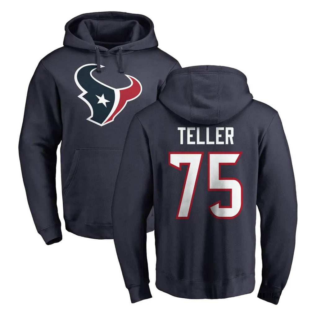 H.Texans #75 Wyatt Teller Player Navy Pro Line Pullover Hoodie Limited Game CAdoa Stitched Jerseys