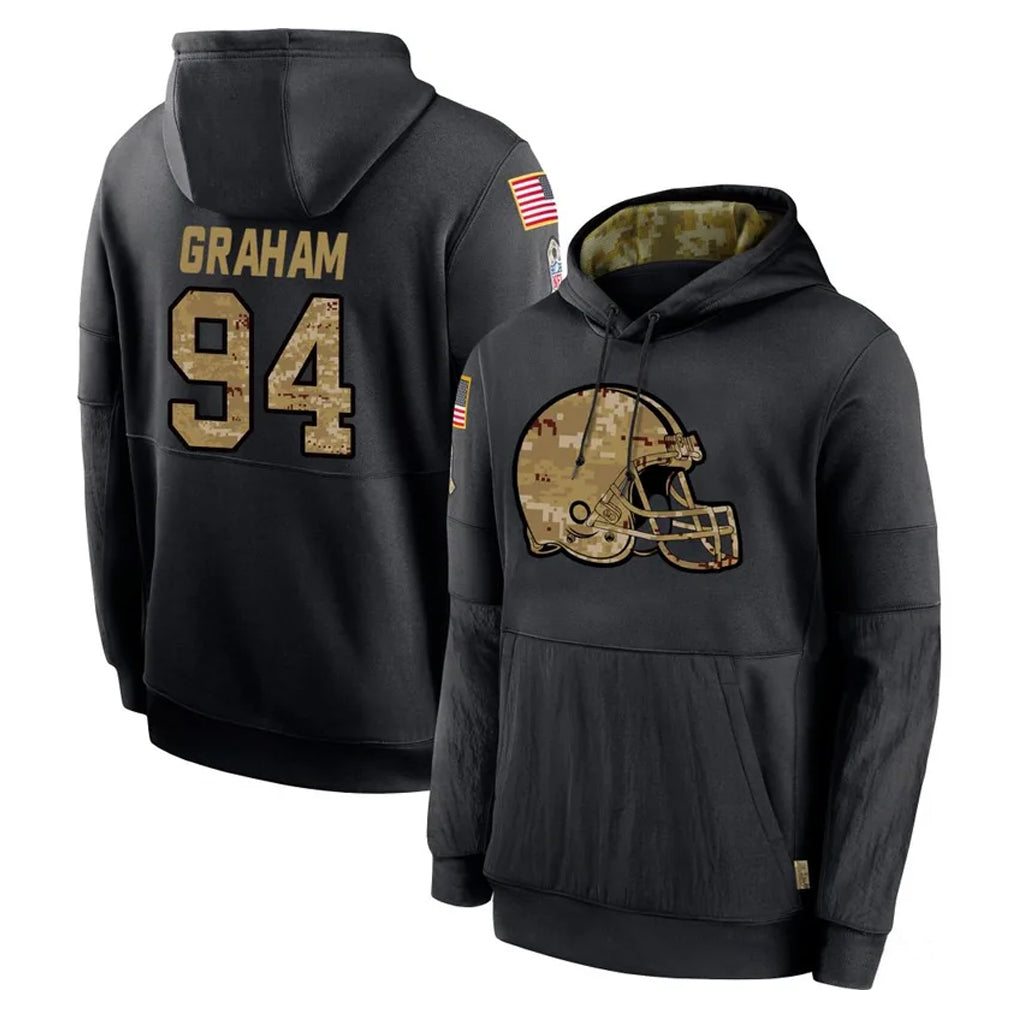 C.Browns #94 Mason Graham Player Black Salute to Service Pullover Hoodies Limited CAdoa Stitched Jerseys