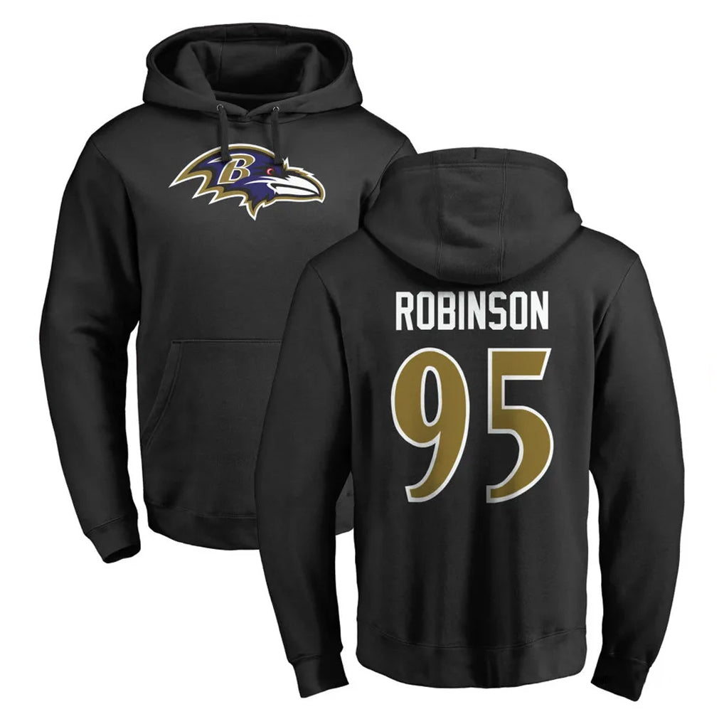 B.Ravens #95 Tavius Robinson Player Black Pullover Hoodie CAdoa Stitched Jerseys