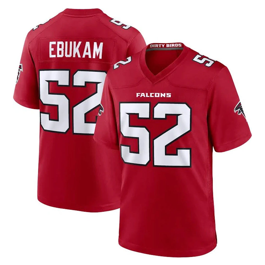 A.Falcons #52 Samson Ebukam Player Red Team Color Home Game CAdoa Stitched Jerseys