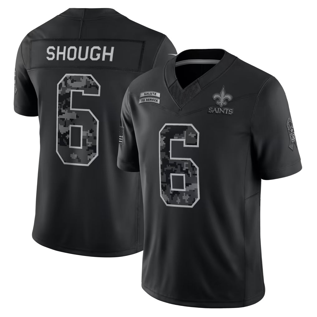 CAdoa NO.Saints #6 Tyler Shough Player Black Limited 2026 Salute to Service Home Game Stitched Jerseys