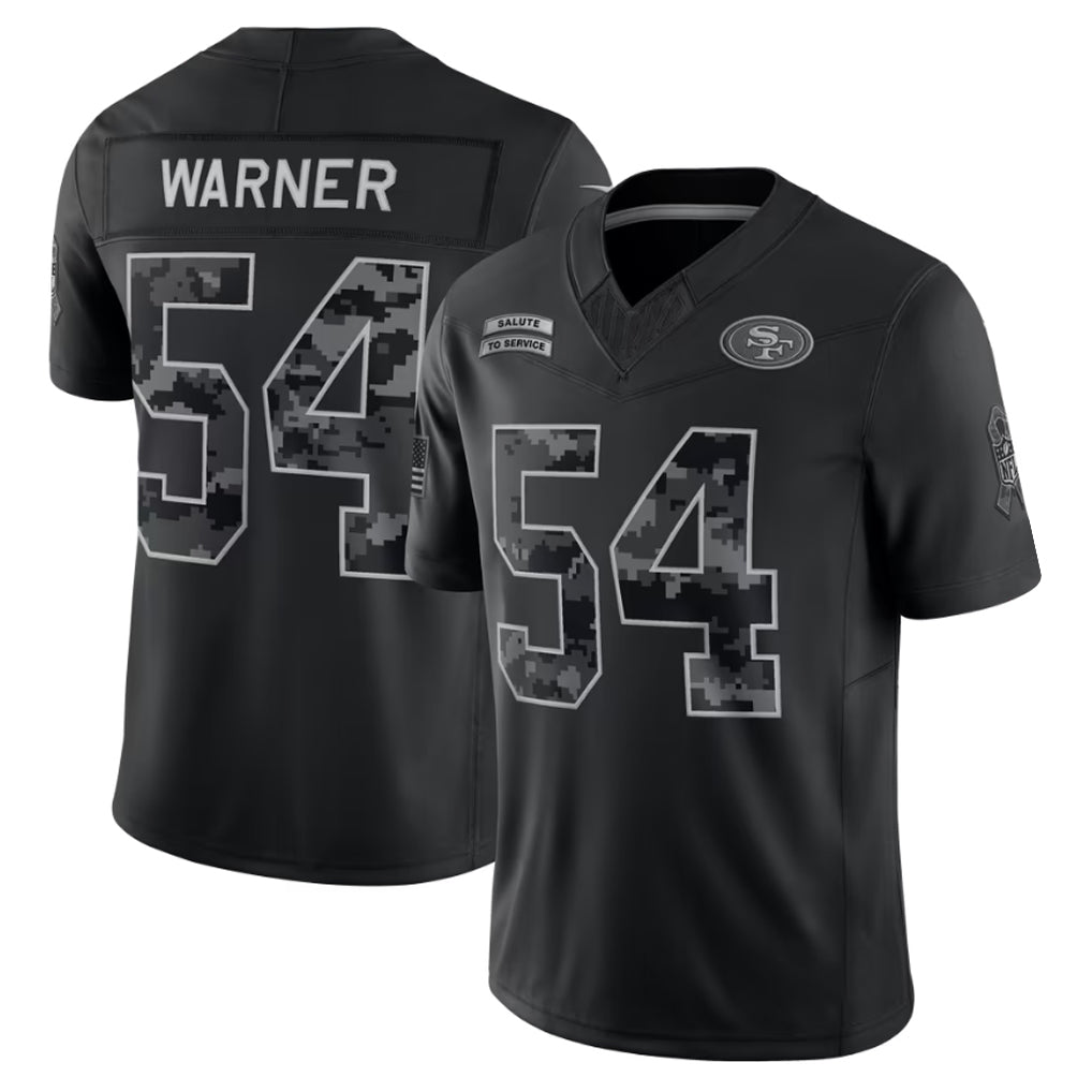CAdoa SF.49ers #54 Fred Warner Player Black Limited 2026 Salute to Service Home Game Stitched Jerseys