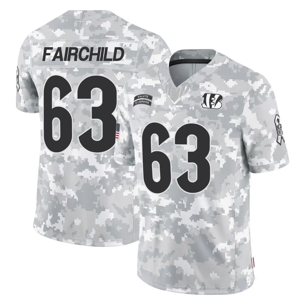 C.Bengals #63 Dylan Fairchild Player Arctic Camo Salute to Service Limited CAdoa Stitched Jerseys