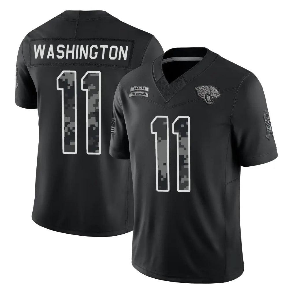 J.Jaguars #11 Parker Washington Player Black Limited 2026 Salute to Service Home Game CAdoa Stitched Jerseys