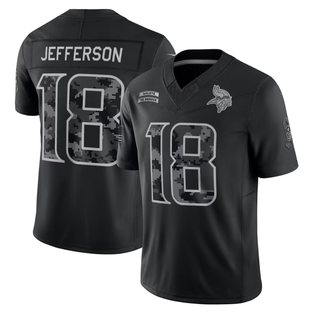 CAdoa MN.Vikings #18 Justin Jefferson Player Black Limited 2026 Salute to Service Home Game Stitched Jerseys