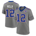 B.Bills #12 Jim Kelly Player Gray Nickel City Home Game CAdoa Stitched Jerseys