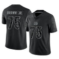 C.Bengals #75 Orlando Brown Jr. Player Black Reflective Limited Game CAdoa Stitched Jerseys