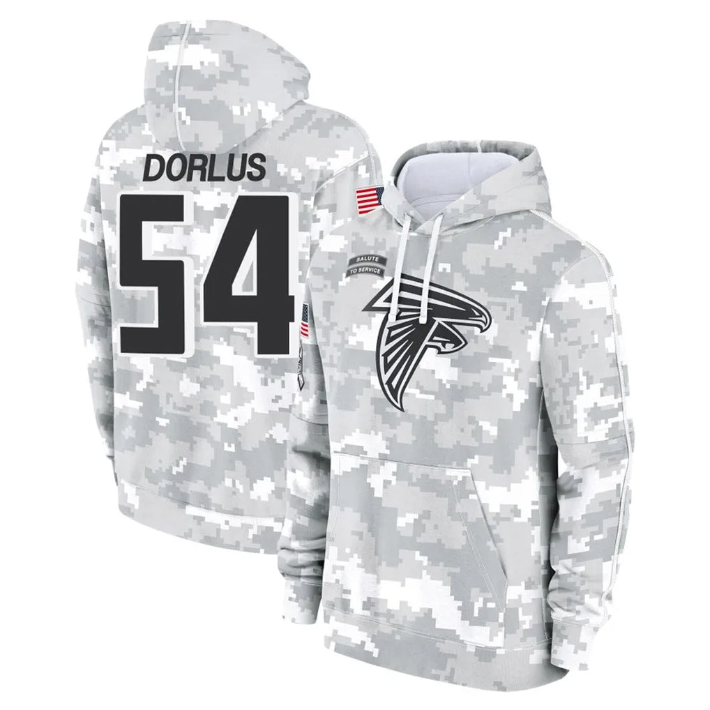 A.Falcons #54 Brandon Dorlus Player Camo Arctic Salute to Service Hoodies Limited CAdoa Stitched Jerseys