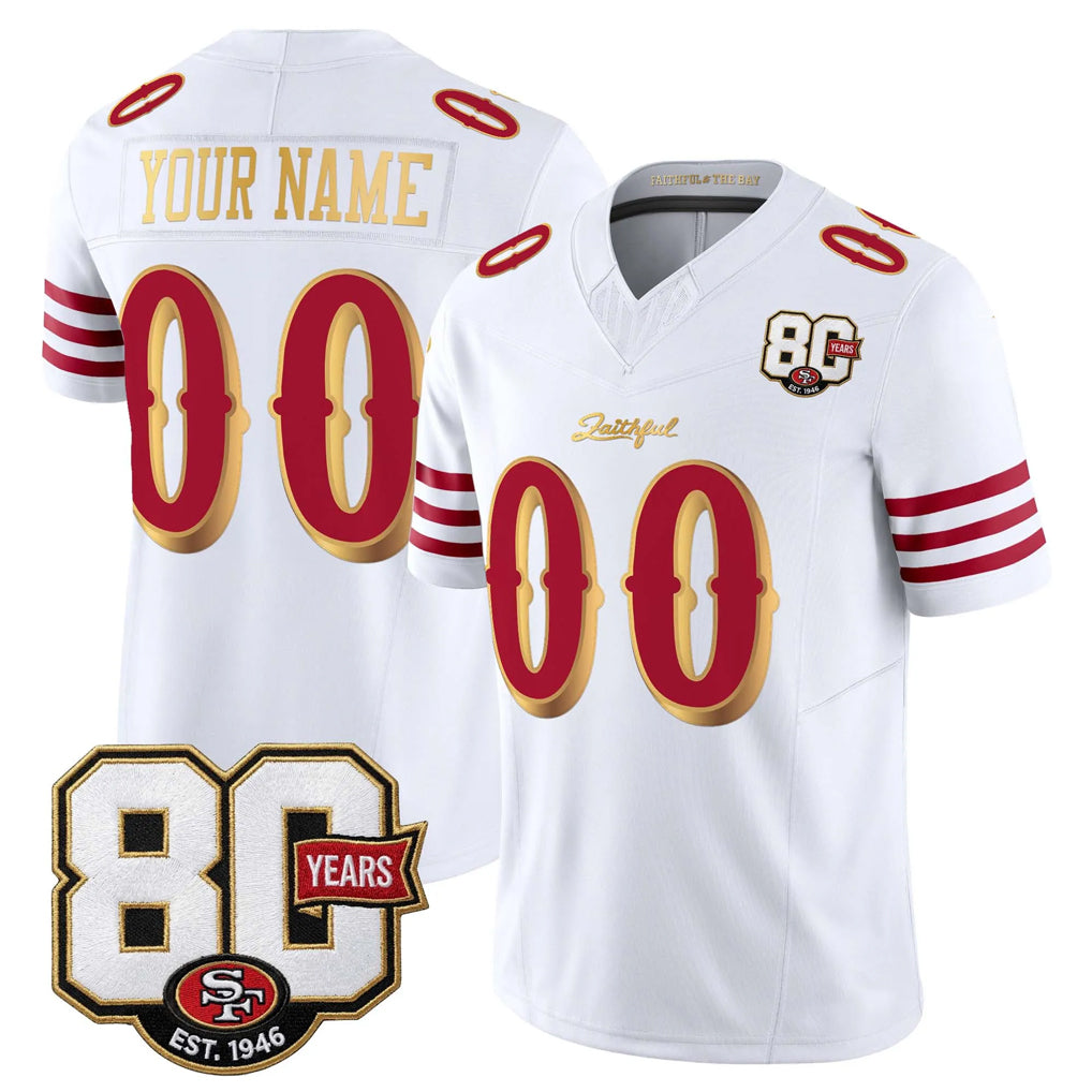 Custom SF.49ers White Limited 80th Rivalries Collection Home Game Any Name & Numbers CAdoa Stitched Jerseys