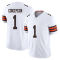C.Browns #1 KC Concepcion Player White Vapor F.U.S.E. Limited Home Game CAdoa Stitched Jerseys