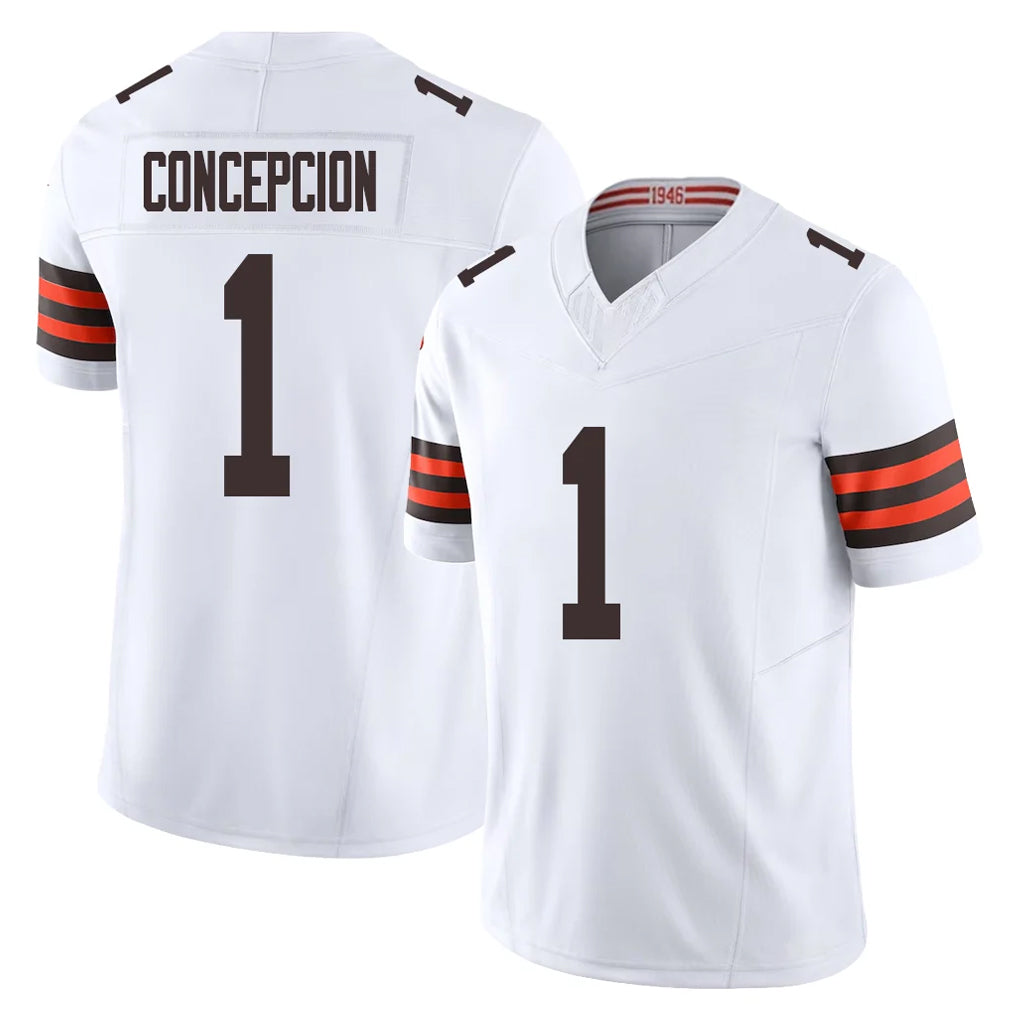 C.Browns #1 KC Concepcion Player White Vapor F.U.S.E. Limited Home Game CAdoa Stitched Jerseys