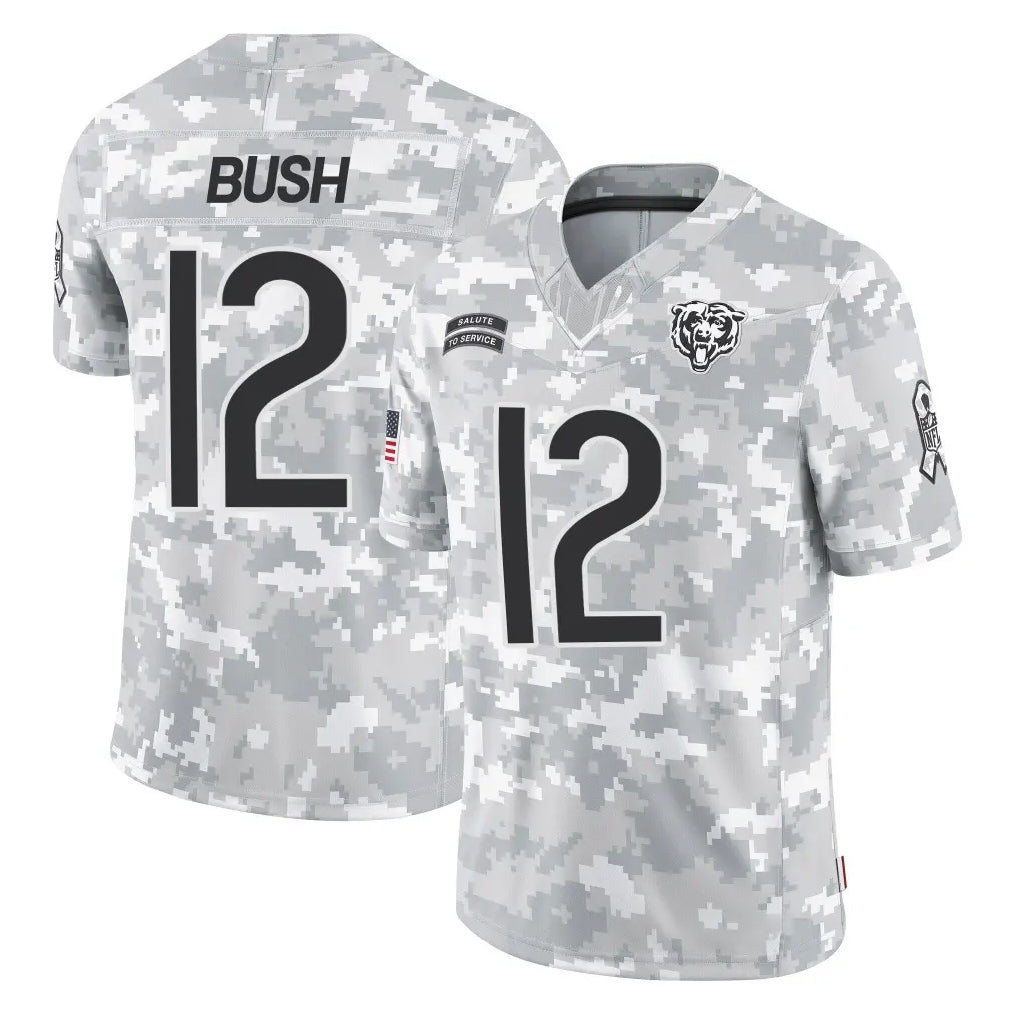 C.Bears #12 Devin Bush Player Arctic Camo Salute to Service Limited CAdoa Stitched Jerseys
