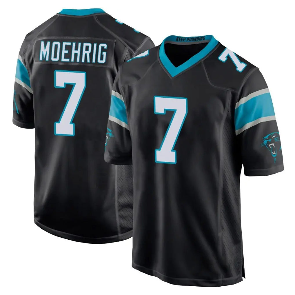 C.Panthers #7 Tre'von Moehrig Player Black Home Game CAdoa Stitched Jerseys