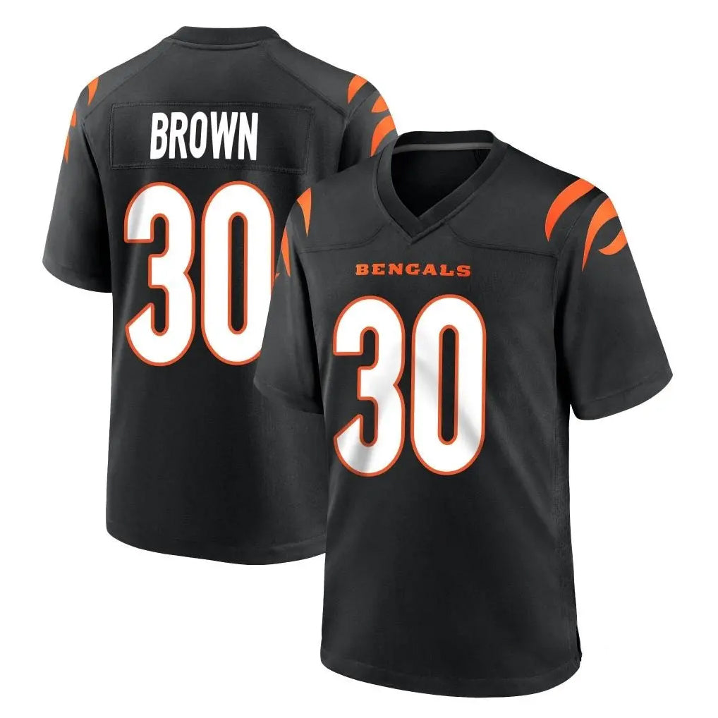 C.Bengals #30 Chase Brown Player Black Home Game CAdoa Stitched Jerseys