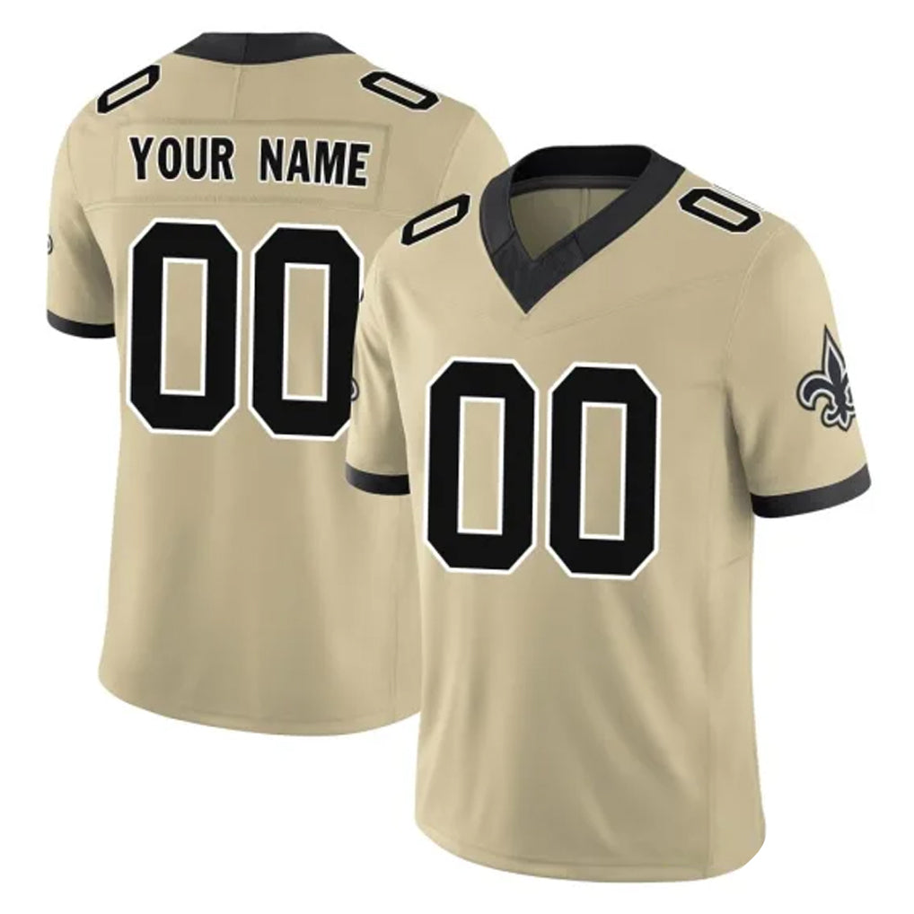 Custom NO.Saints Gold Limited Vapor F.U.S.E. Home Game Any Name & Numbers CAdoa Stitched Jerseys