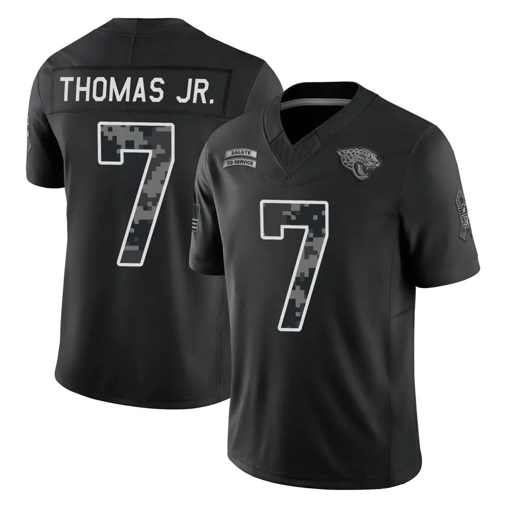 J.Jaguars #7 Brian Thomas Jr. Player Black Limited 2026 Salute to Service Home Game CAdoa Stitched Jerseys