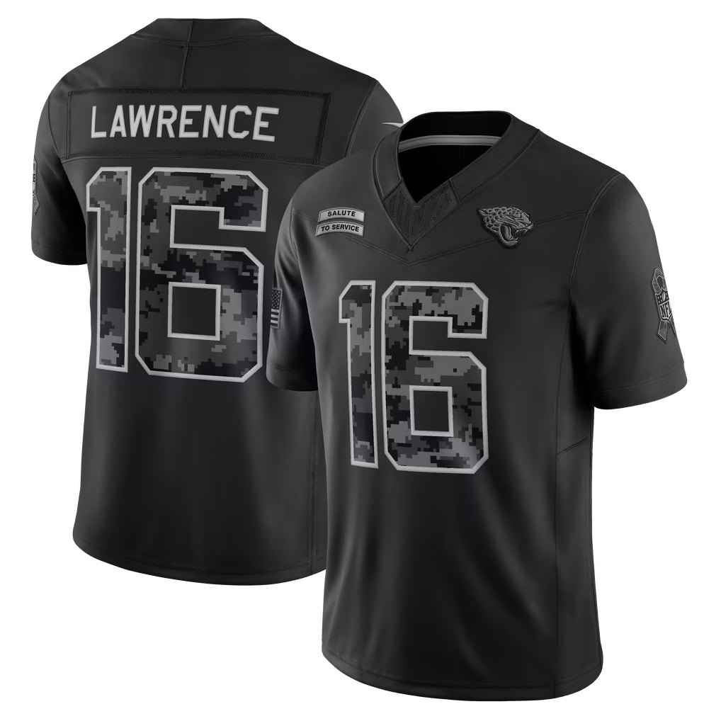J.Jaguars #16 Trevor Lawrence Player Black Limited 2026 Salute to Service Home Game CAdoa Stitched Jerseys