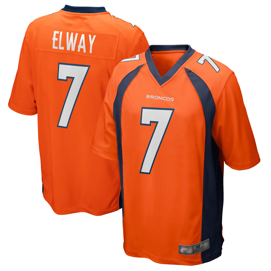 D.Broncos #7 John Elway Player Orange Game CAdoa Stitched Jerseys
