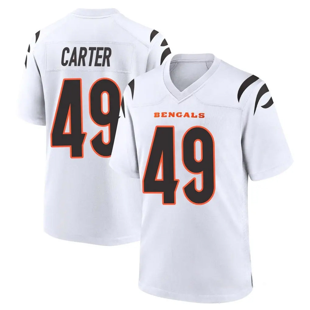 C.Bengals #49 Barrett Carter Player White Home Game CAdoa Stitched Jerseys