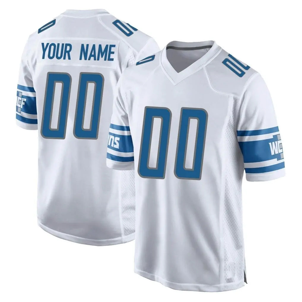 Custom D.Lions White Home Game Any Name & Numbers CAdoa Stitched Jerseys