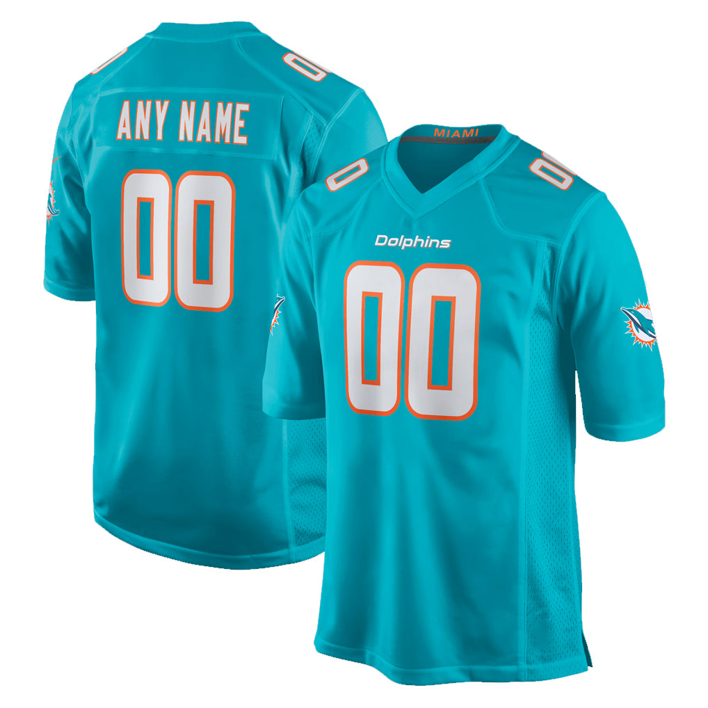 Custom M.Dolphins Aqua Home Game Any Name & Numbers CAdoa Stitched Jerseys