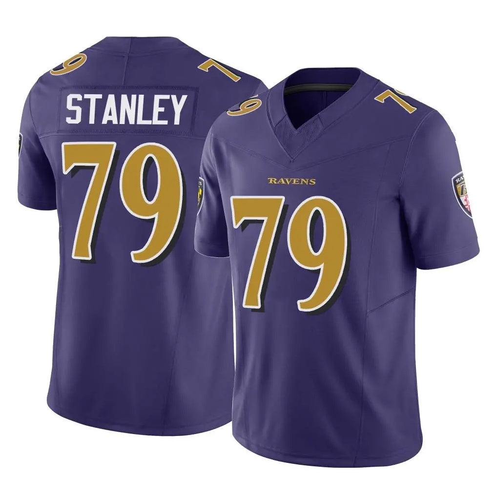 B.Ravens #79 Ronnie Stanley Player Purple Vapor F.U.S.E. Limited CAdoa Stitched Jerseys