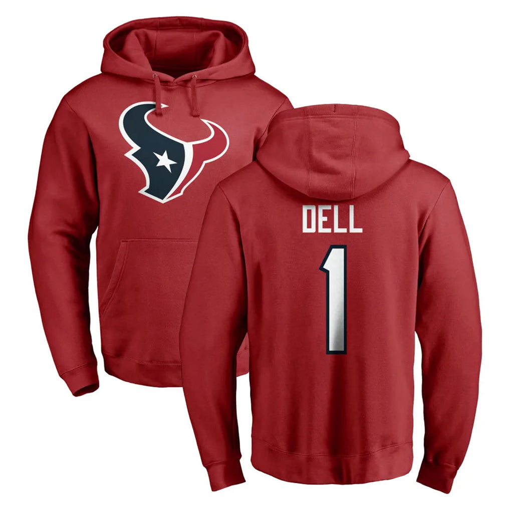 H.Texans #1 Tank Dell Player Red Pro Line Pullover Hoodie Limited Game CAdoa Stitched Jerseys