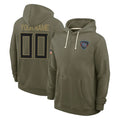Custom T.Titans Olive Salute to Service Hoodies Home Game Any Name & Numbers CAdoa Stitched Jerseys