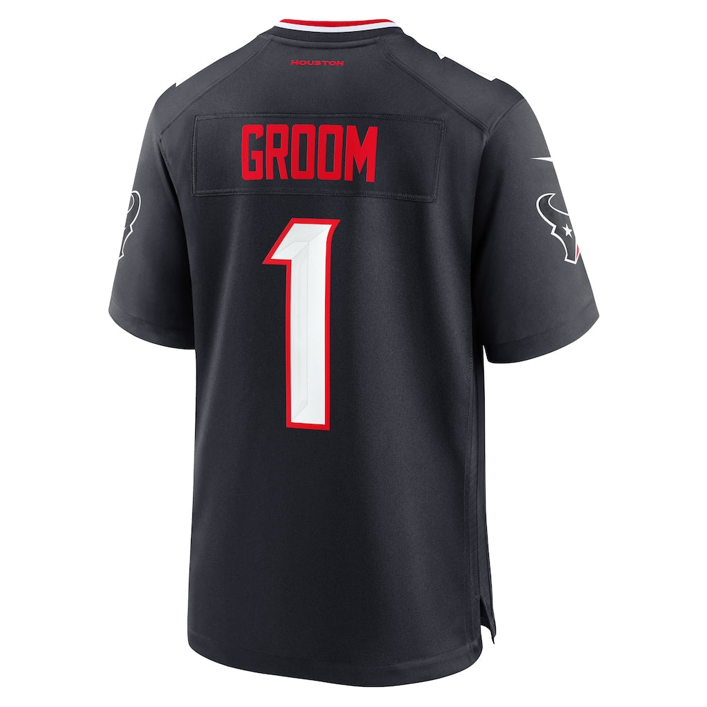 CAdoa H.Texans #1 Groom Navy Game Jersey