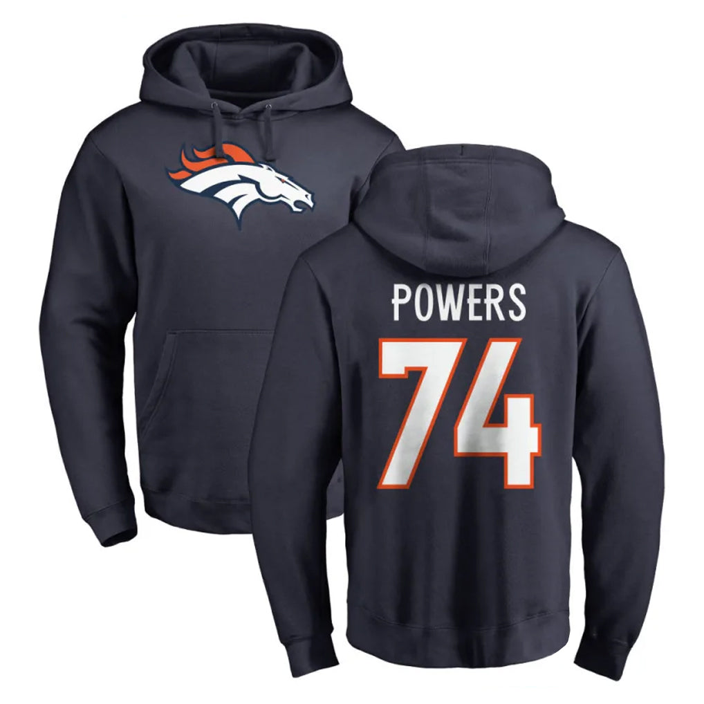 D.Broncos #74 Ben Powers Player Navy Pullover Hoodie Limited CAdoa Stitched Jerseys