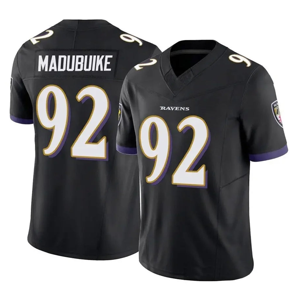 B.Ravens #92 Nnamdi Madubuike Player Black Vapor F.U.S.E. Limited CAdoa Stitched Jerseys