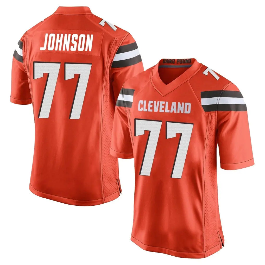 C.Browns #77 Zion Johnson Player Orange Home Game CAdoa Stitched Jerseys
