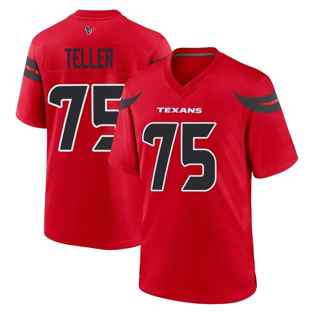 H.Texans #75 Wyatt Teller Player Red Alternate Home Game CAdoa Stitched Jerseys