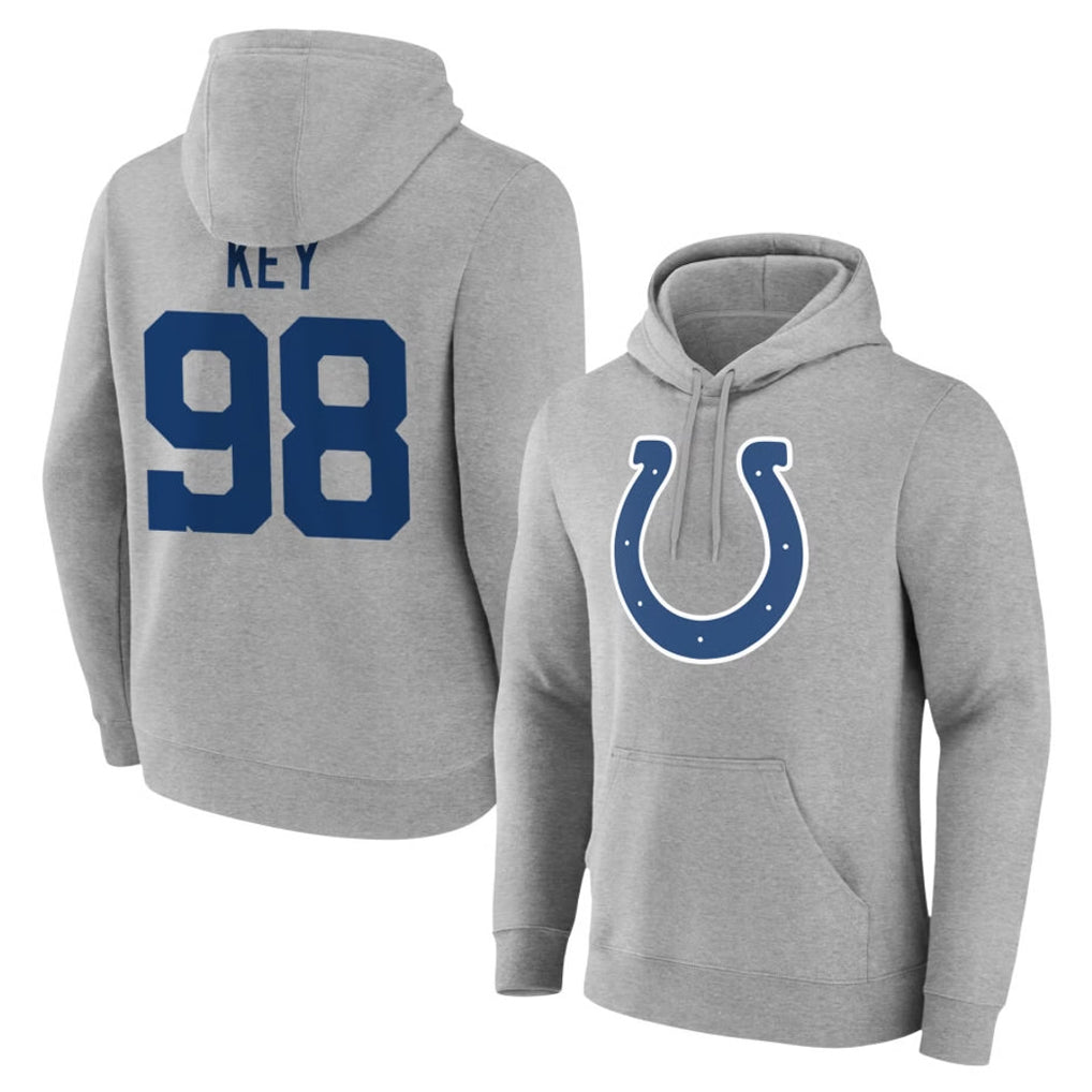 IN.Colts #98 Arden Key Player Gray Pullover Hoodies Limited Game CAdoa Stitched Jerseys