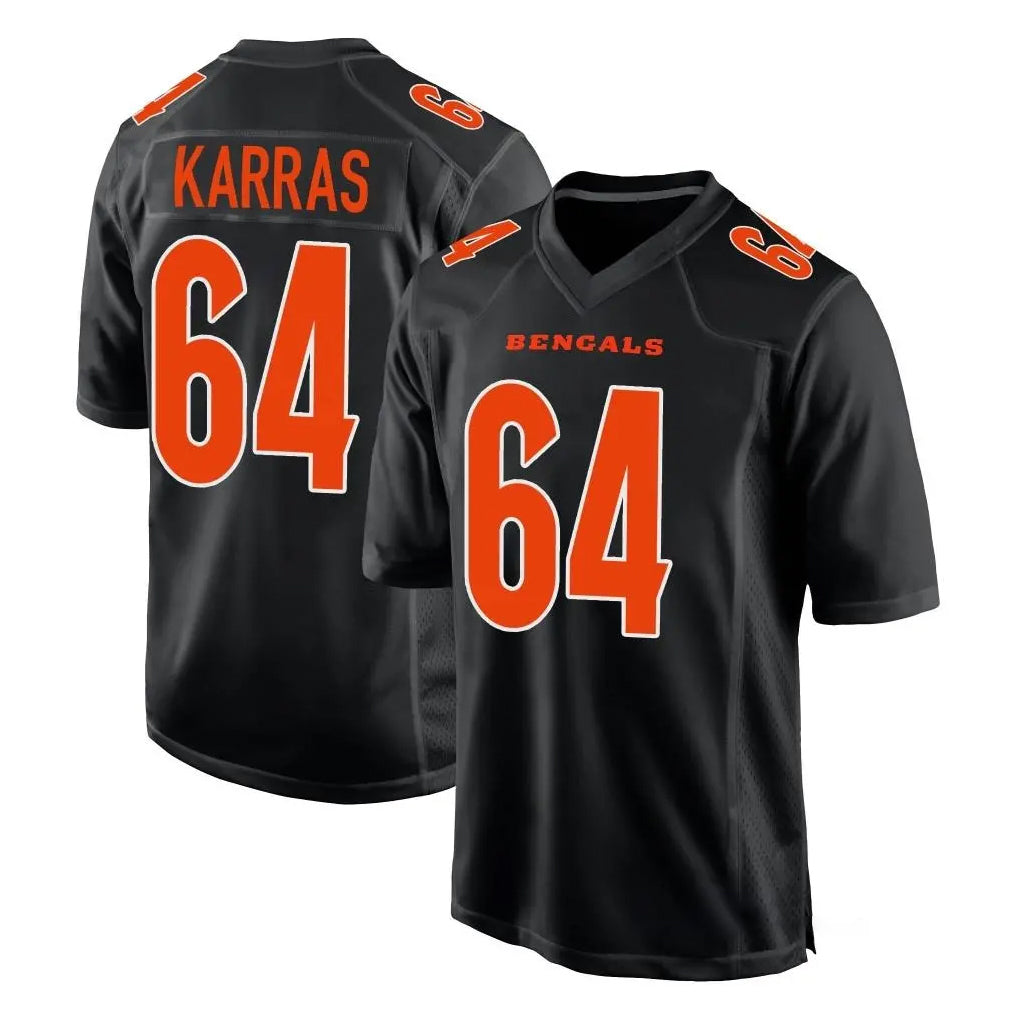 C.Bengals #64 Ted Karras Player Black Fashion Game CAdoa Stitched Jerseys