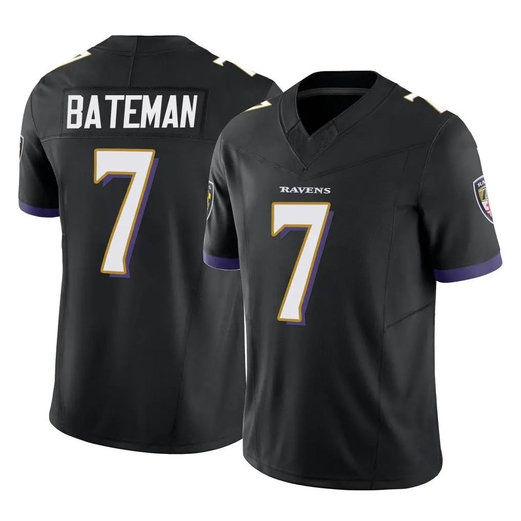 B.Ravens #7 Rashod Bateman Player Black Vapor F.U.S.E. Limited CAdoa Stitched Jerseys