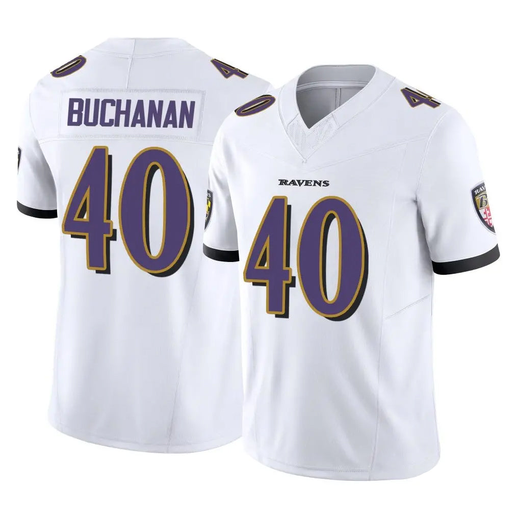 B.Ravens #40 Teddye Buchanan Player White Vapor F.U.S.E. Limited Home Game CAdoa Stitched Jerseys