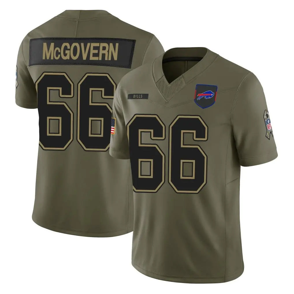 B.Bills #66 Connor McGovern Player Olive Salute To Service Limited Game CAdoa Stitched Jerseys