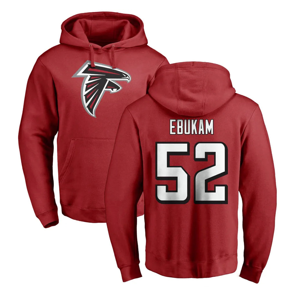 A.Falcons #52 Samson Ebukam Player Red Pullover Hoodies Home Game CAdoa Stitched Jerseys