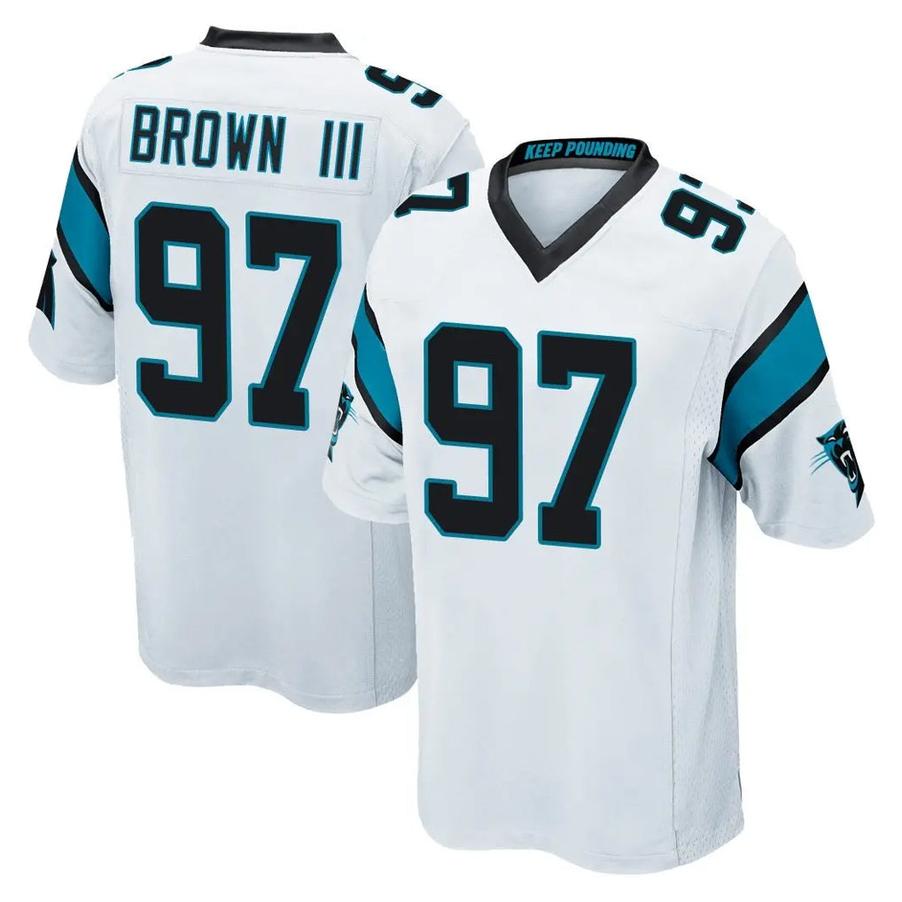 C.Panthers #97 Bobby Brown III Player White Game CAdoa Stitched Jerseys