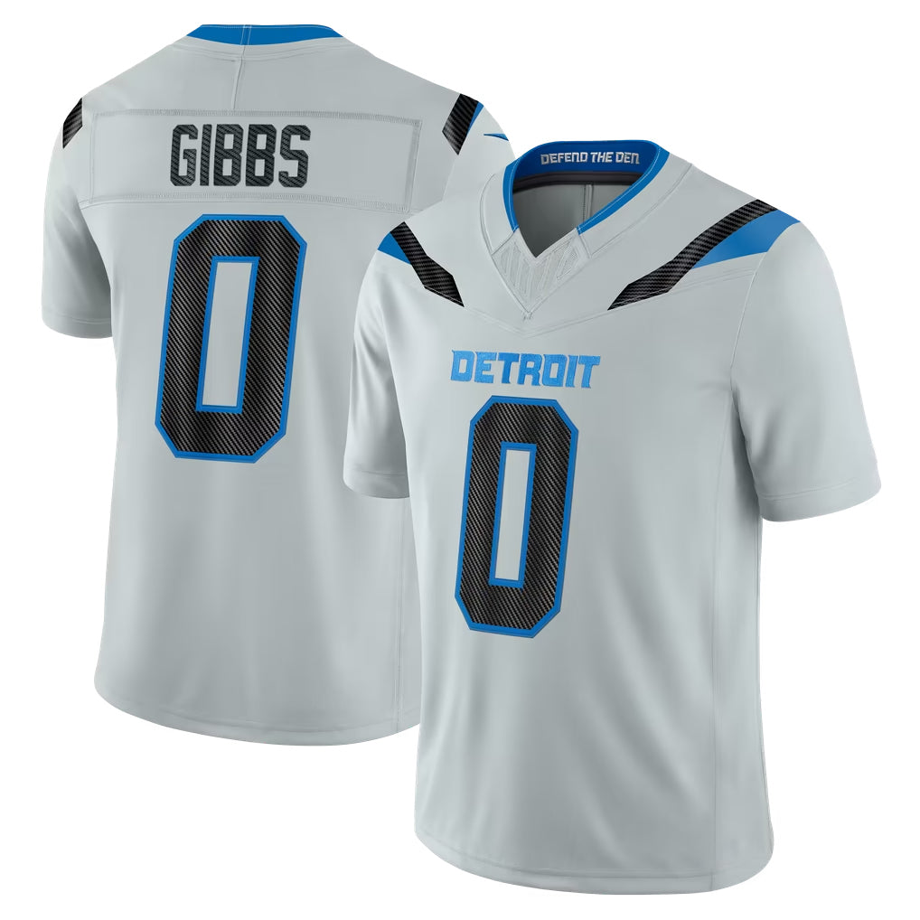 D.Lions #0 Jahmyr Gibbs Player Silver Limited 2026 Rivalries Collection Home Game CAdoa Stitched Jerseys