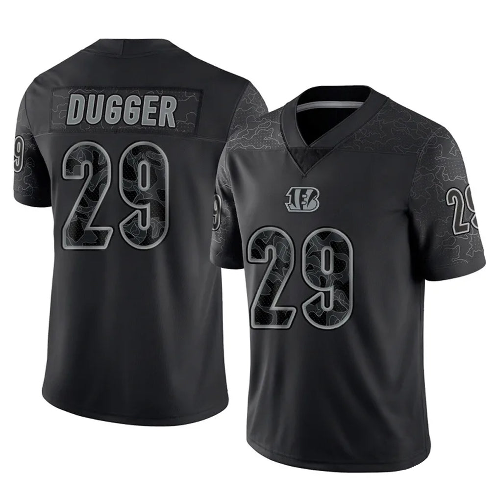C.Bengals #29 Kyle Dugger Player Black Reflective Limited Game CAdoa Stitched Jerseys